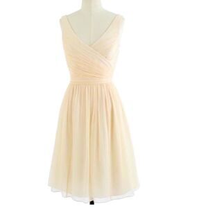 J Crew Bridesmaid Dress Heidi Silk Chiffon Ivory Champagne Size 10 Tall NEW